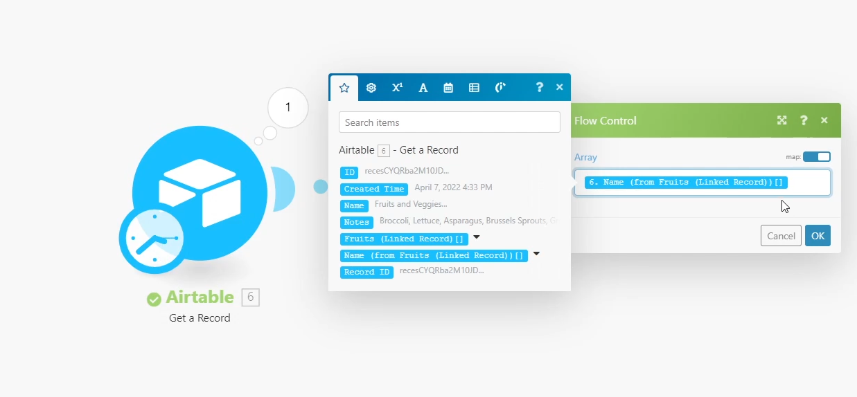 Use the Name field in Airtable as the Array to loop through