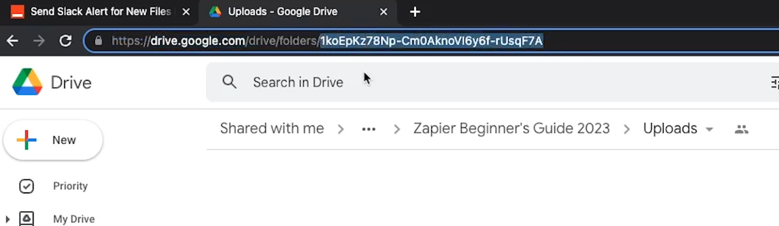 Copy the text after folders/ in Google Drive's URL to get the GDrive Folder ID