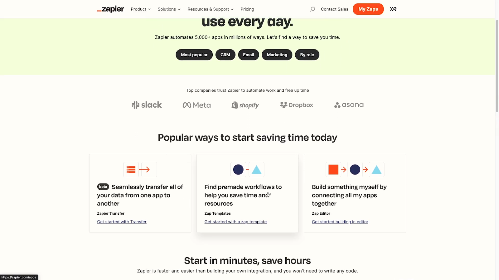 The “Explore” tab will take you out of the Zapier app and back to their website, where you’ll see more ideas and templates for Zaps you can build. 