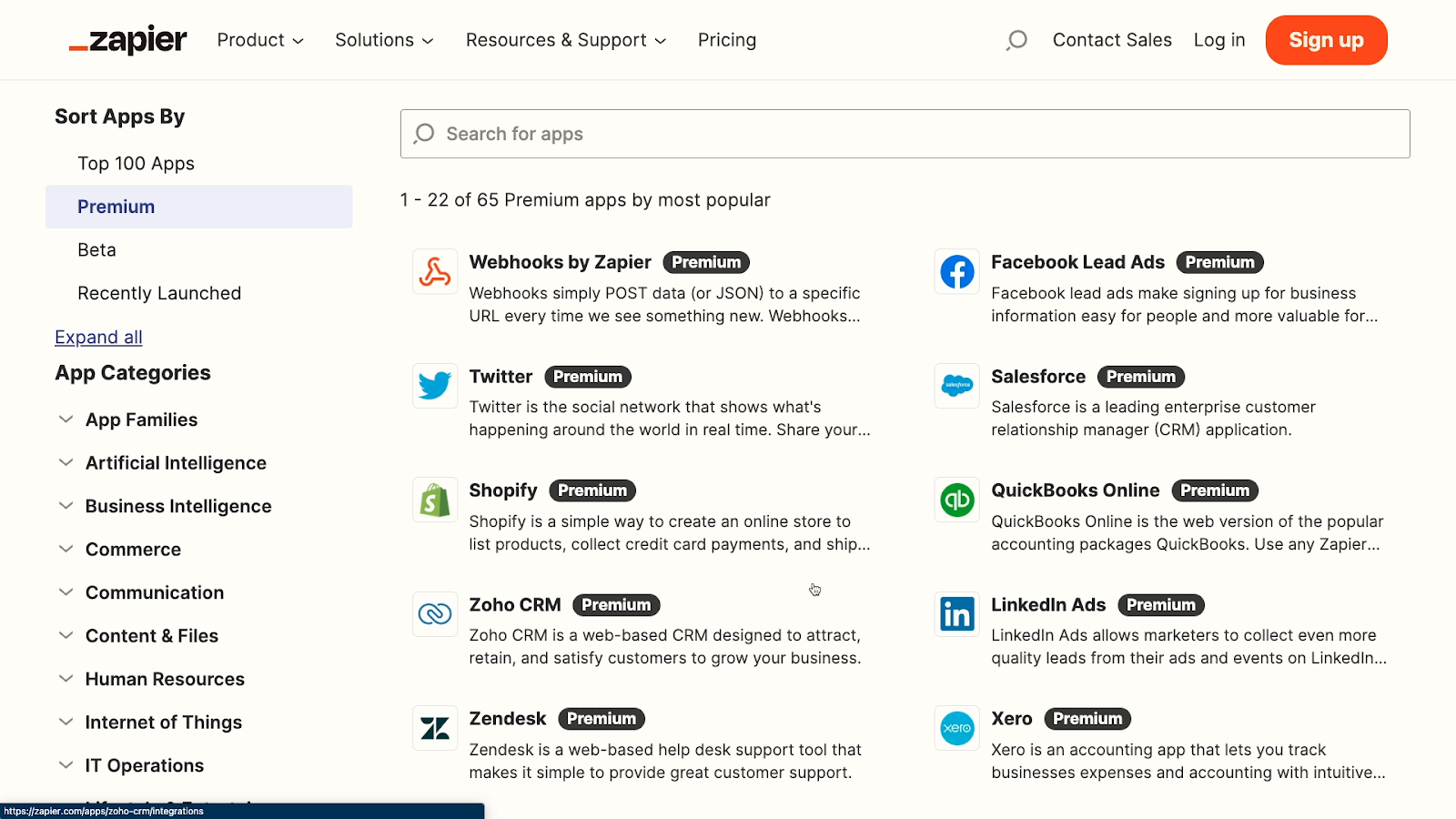 Many of Zapier's most popular apps are "premium", and only available at higher tiers