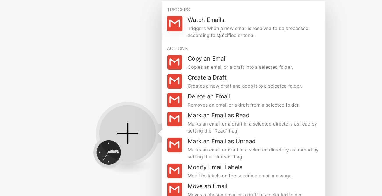 Use the "Watch emails" trigger in Gmail to look for new emails in your inbox