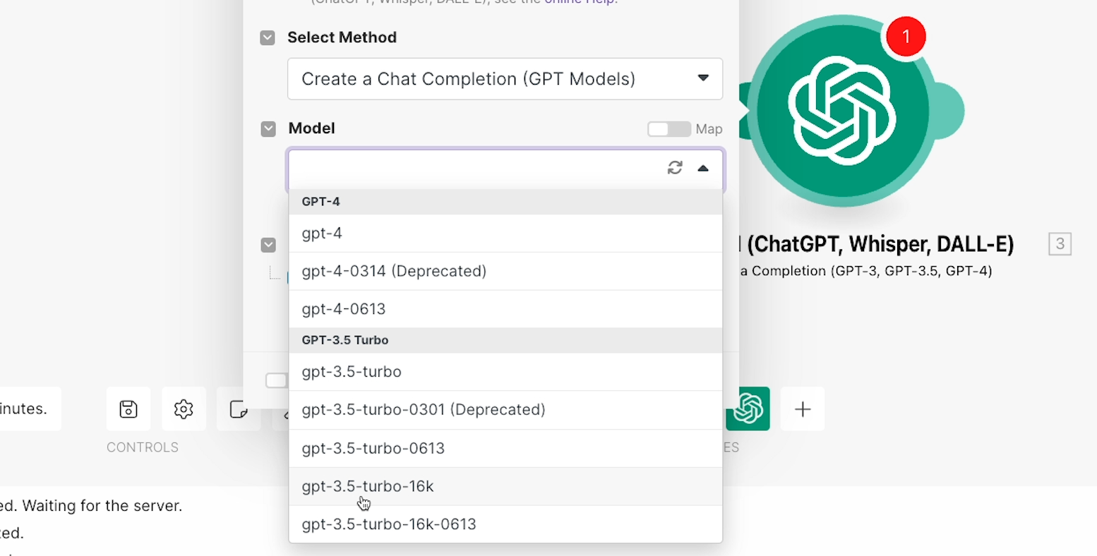 Choose the language model to use in your prompt