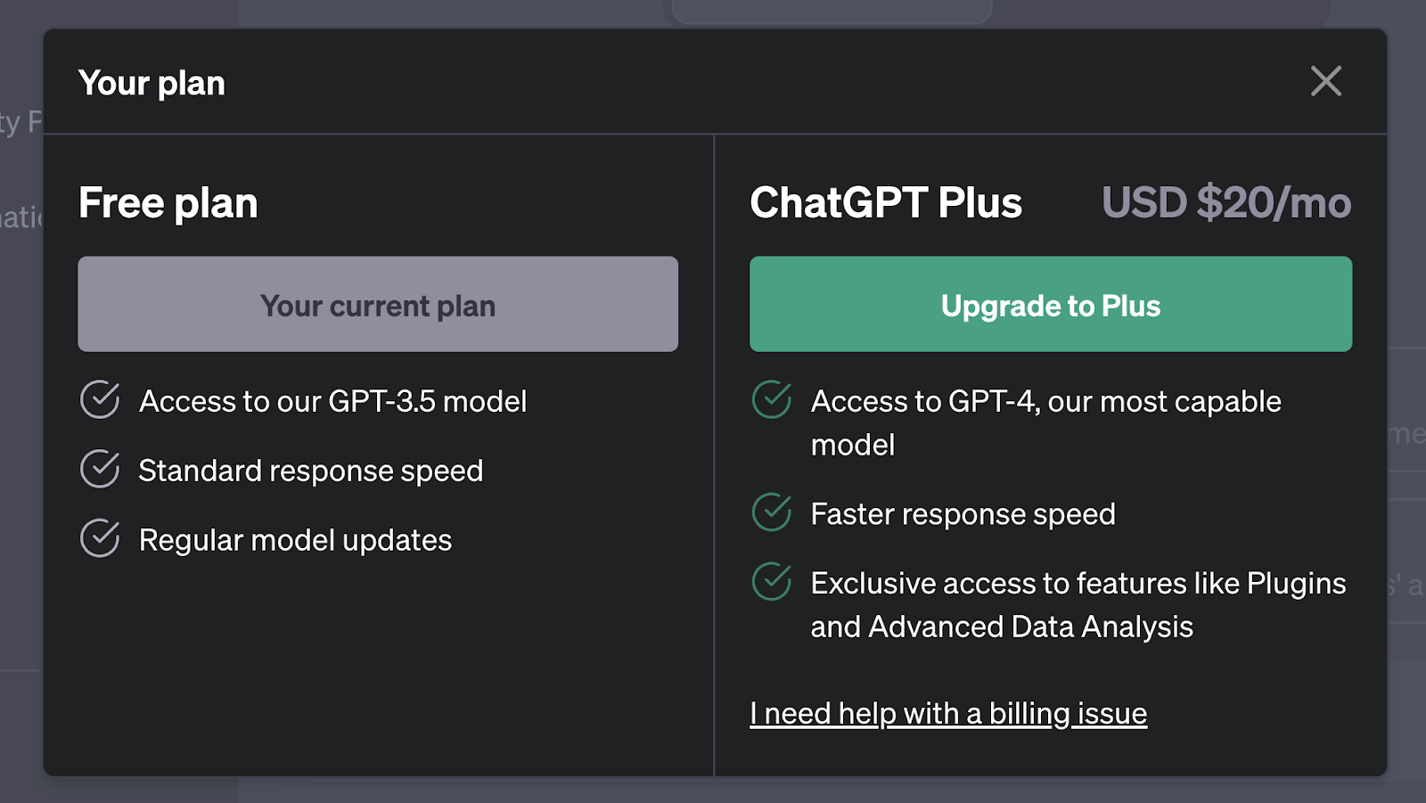 ChatGPT pricing