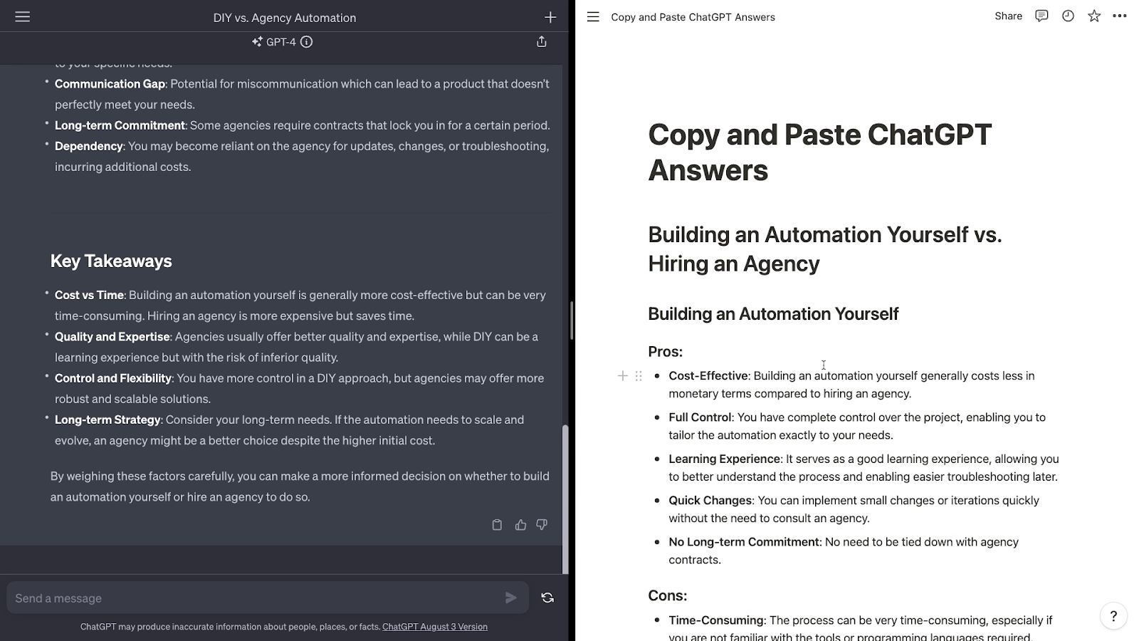 Pasting an answer into Notion AI and retaining styles