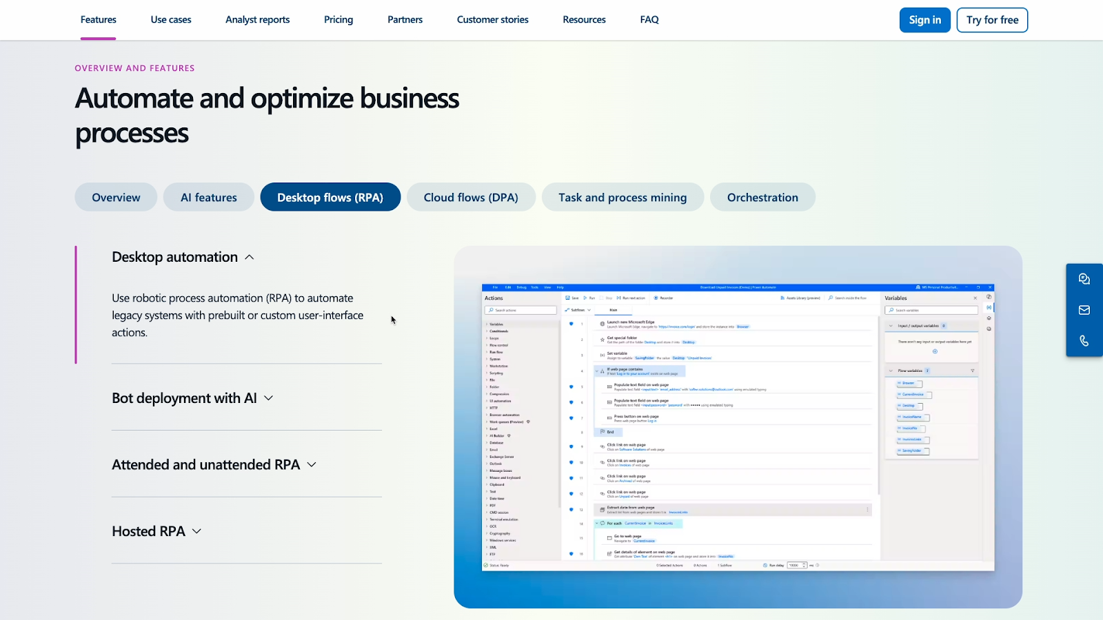 desktop automation (RPA) in Power Automate