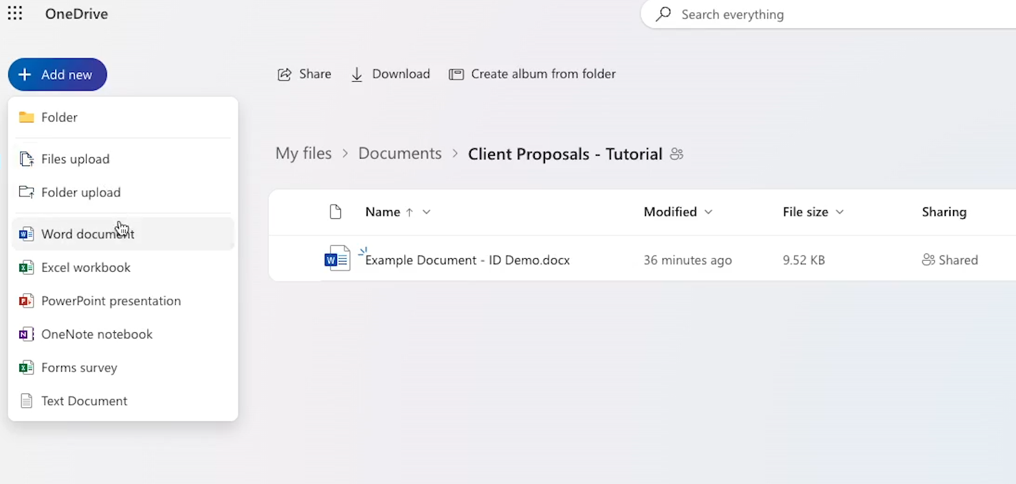 Creating a file in OneDrive to trigger the manual test