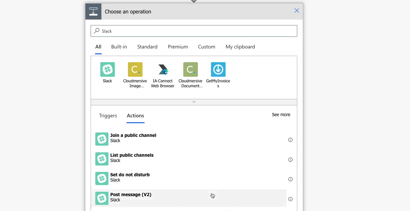 Adding a Slack message to a flow in Power Automate