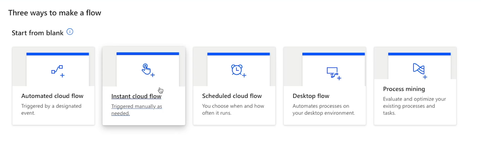 different flow types in Power Automate