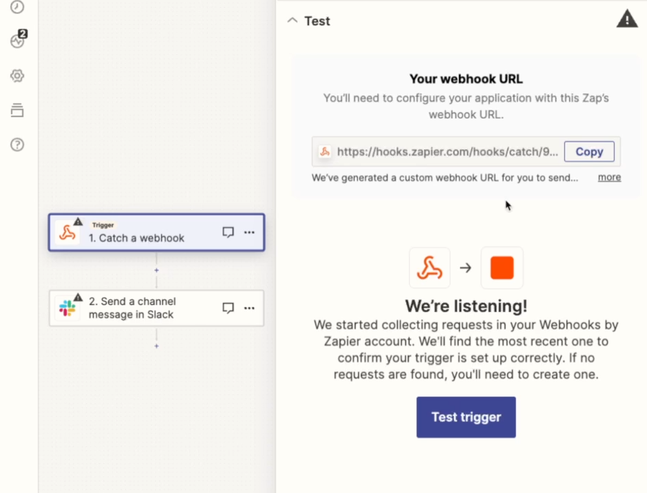 Creating a webhook trigger in Zapier