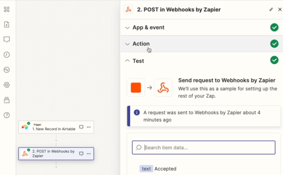 Editing a Webhooks Action in Zapier