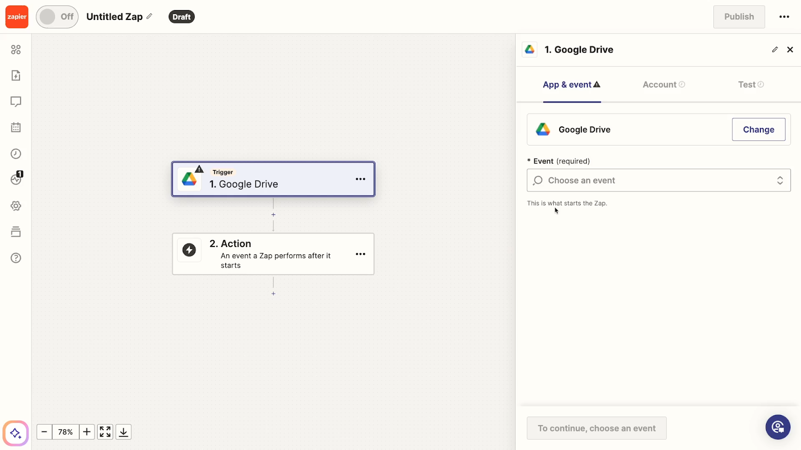 Zapier's automation builder UI