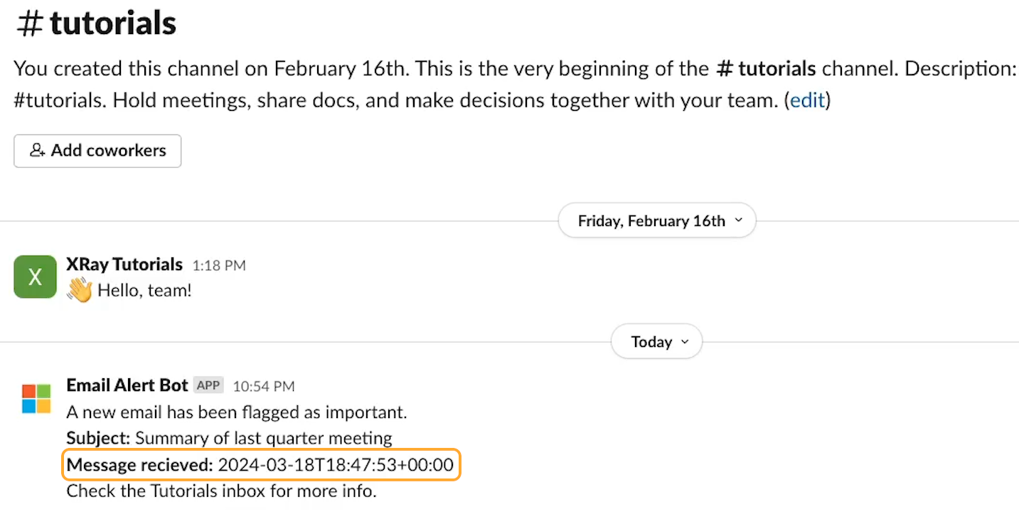 A date-time value in Slack in its original format created by Power Automate