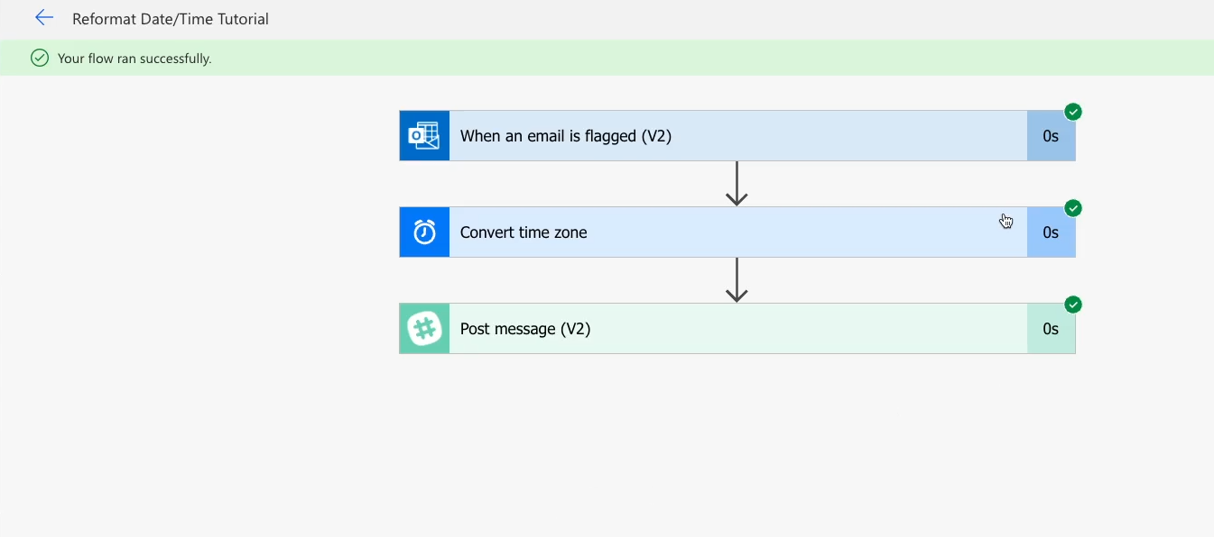 A successful test in Power Automate