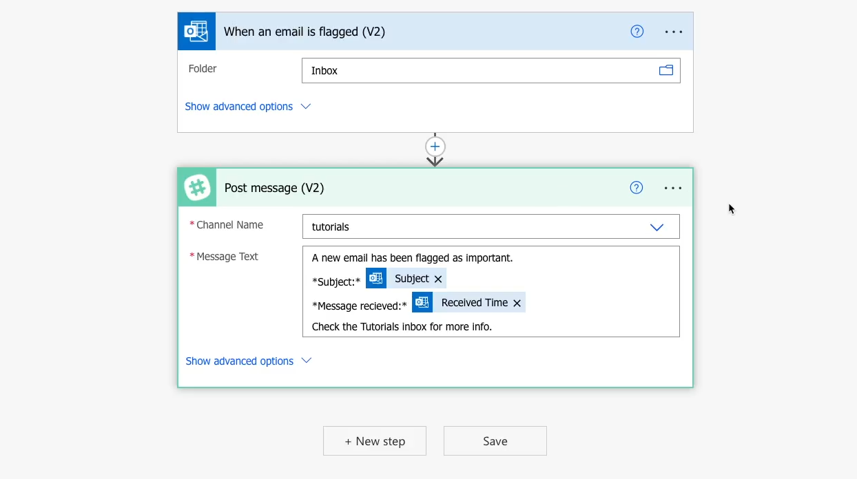 A Power Automate flow with a date-time value to convert