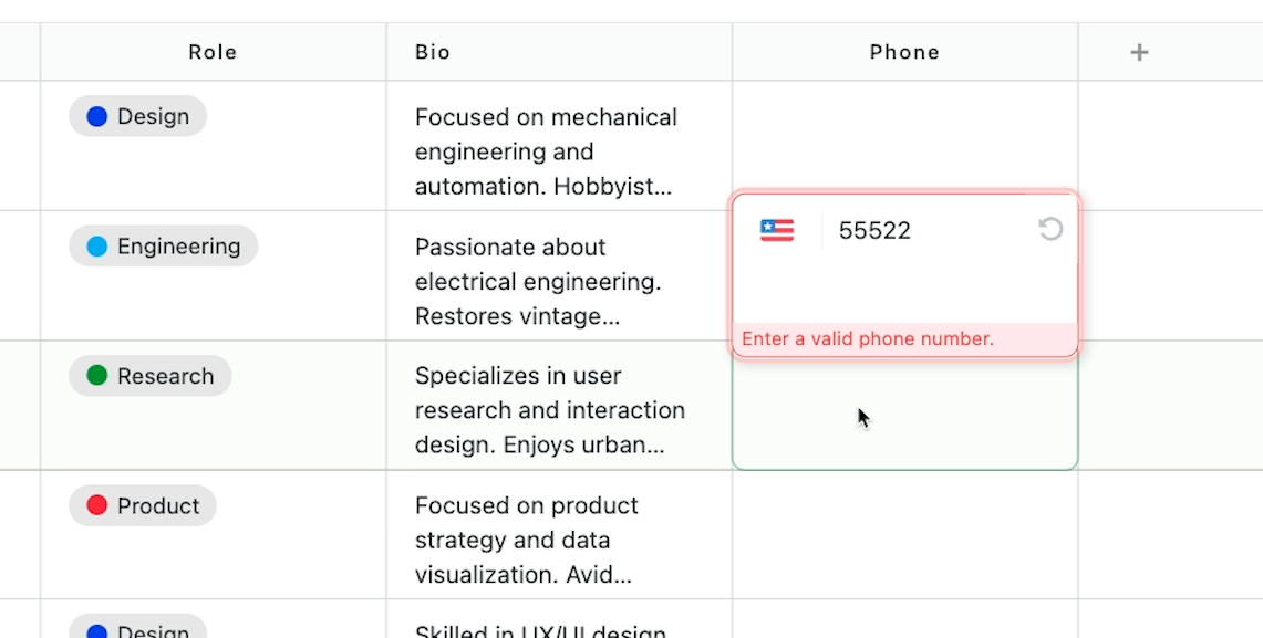 Field validation in SmartSuite