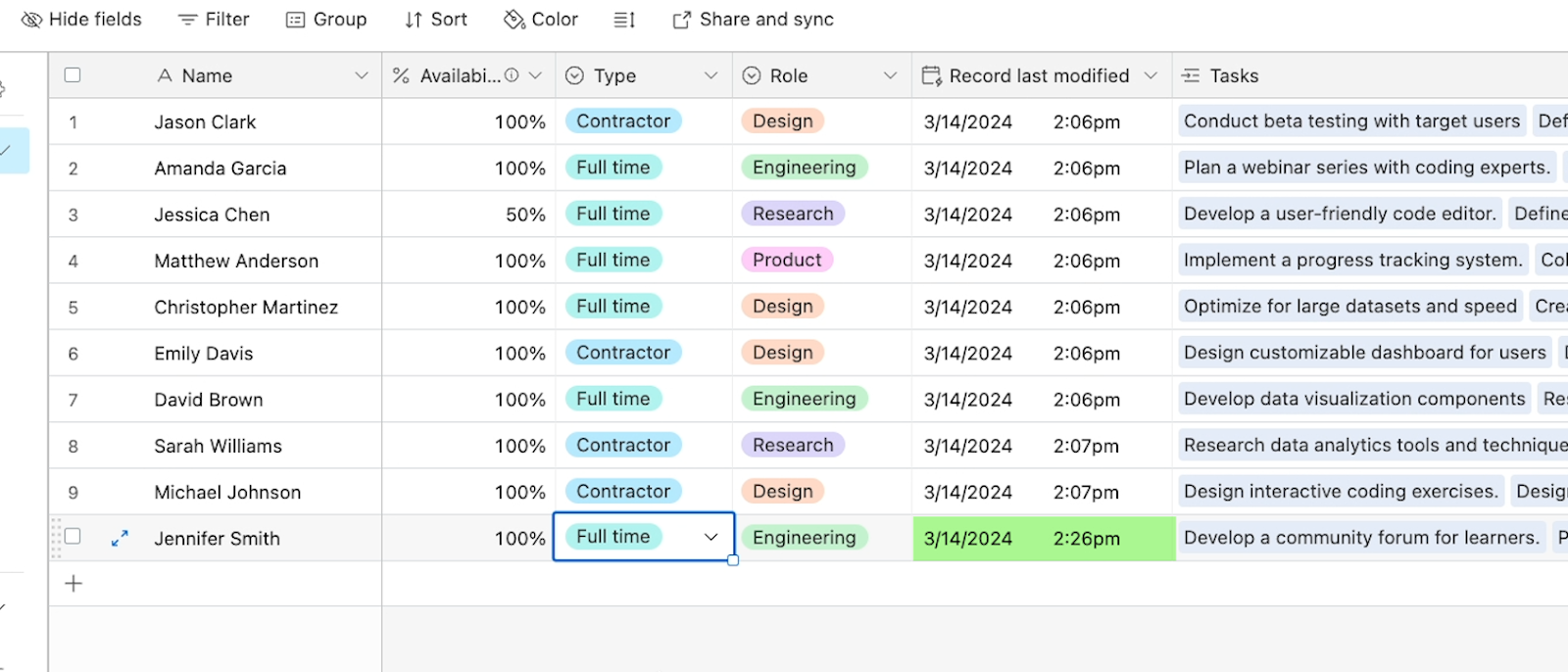 "last modified" field in Airtable