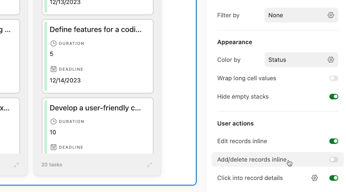 editing permission for Airtable interface elements