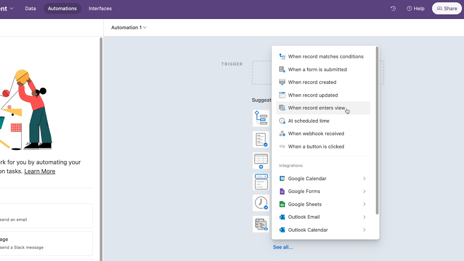 automation triggers in Airtable