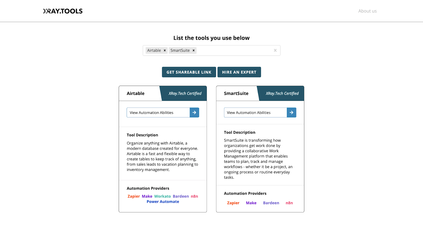 Airtable and SmartSuite listings in XRay.Tools