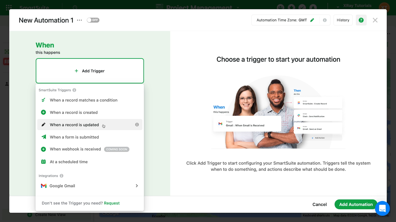 Automation triggers in SmartSuite