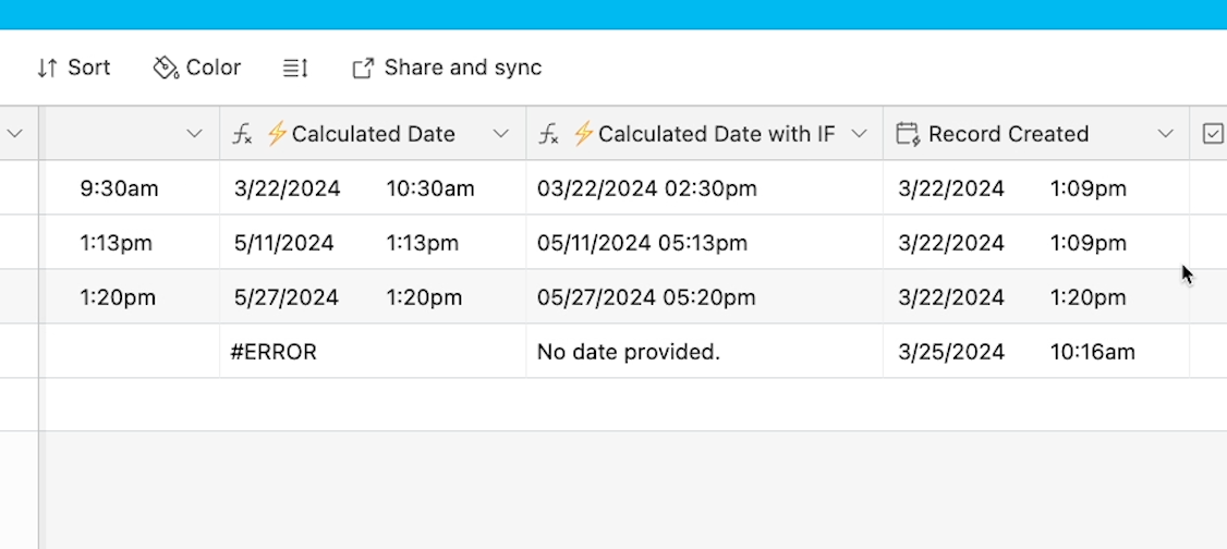 A "Record Created" field in XRay's Airtable template