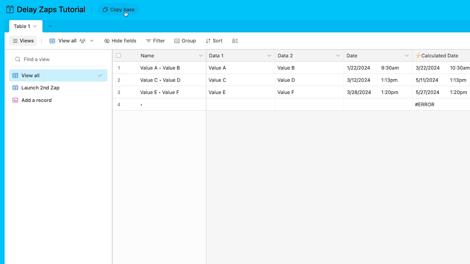 XRay's Airtable template for adding a delay to Zaps