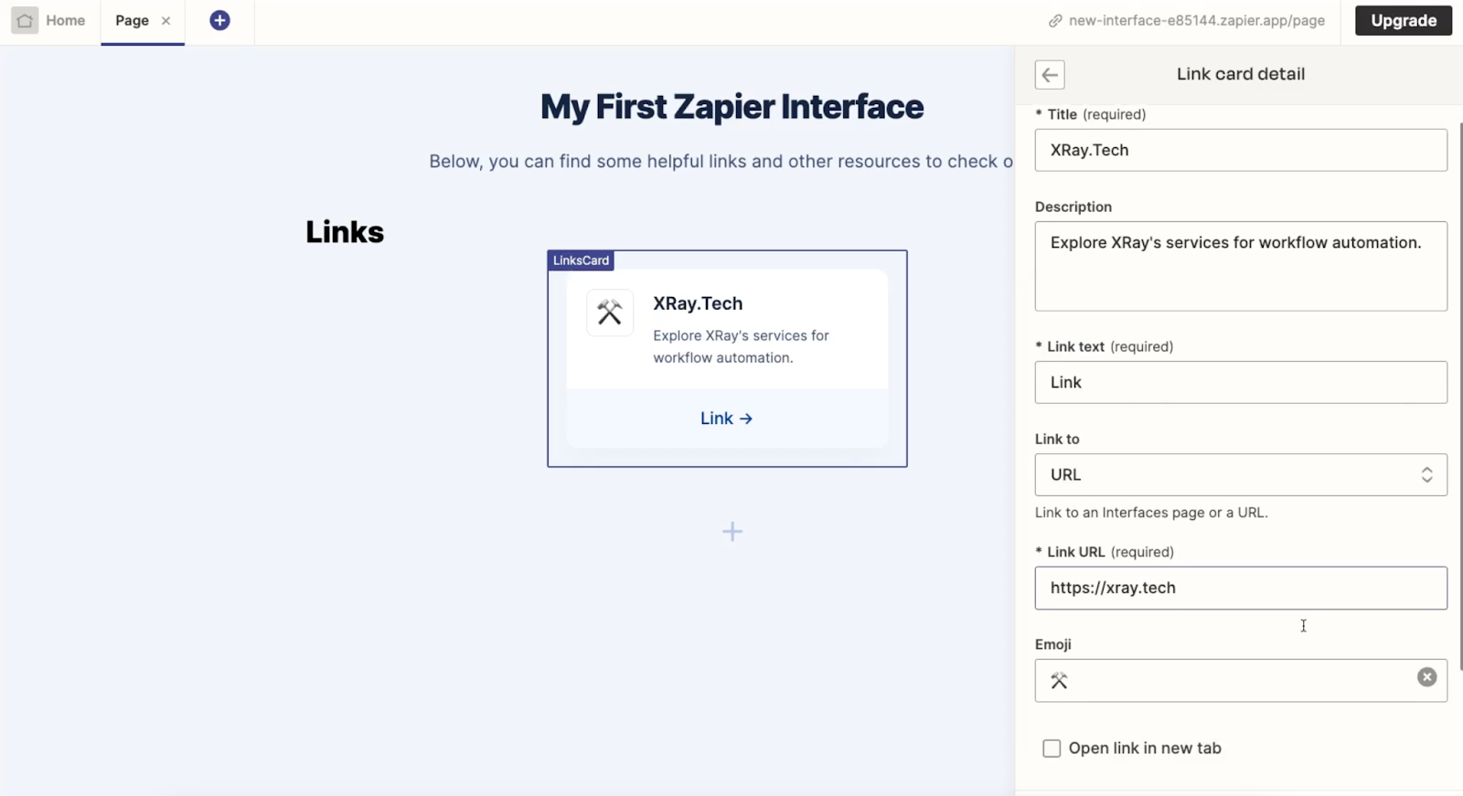 Customizing a link card