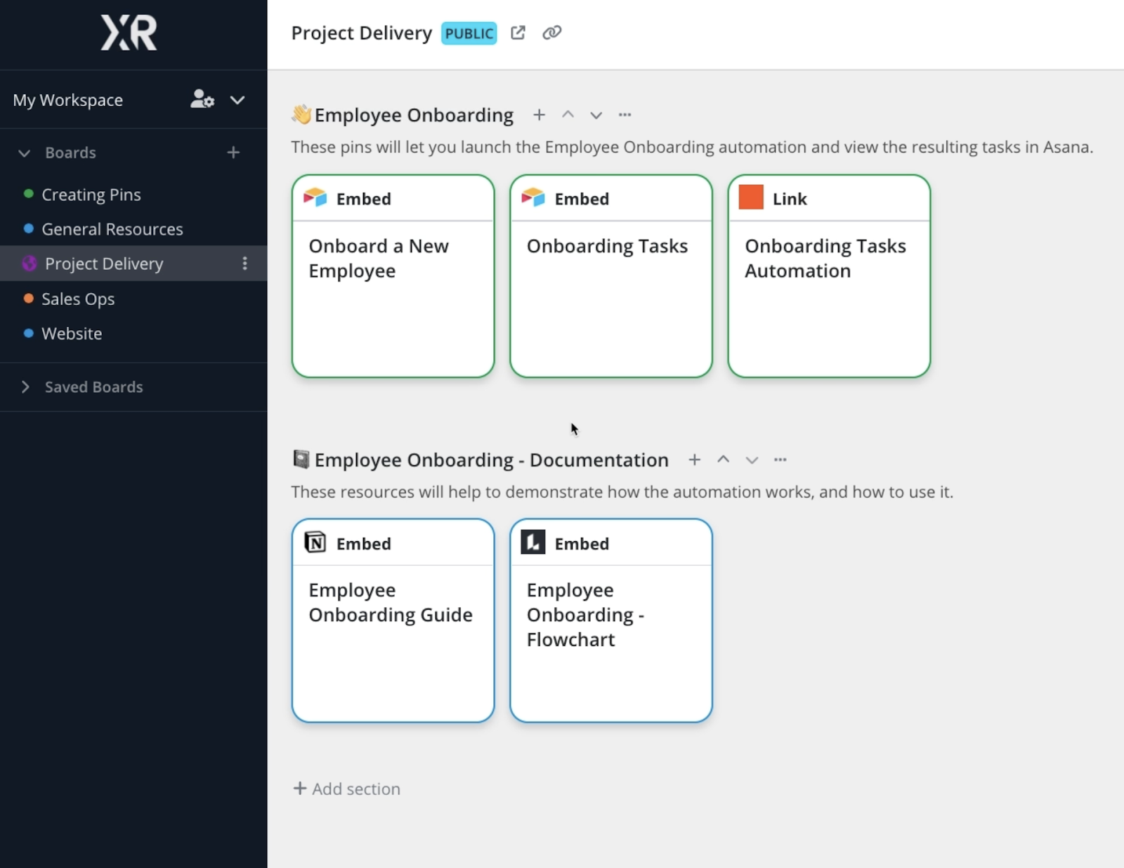 An XRay workflow board