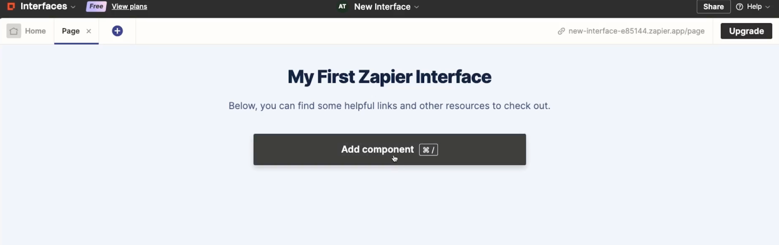 Adding a component to a Zapier interface