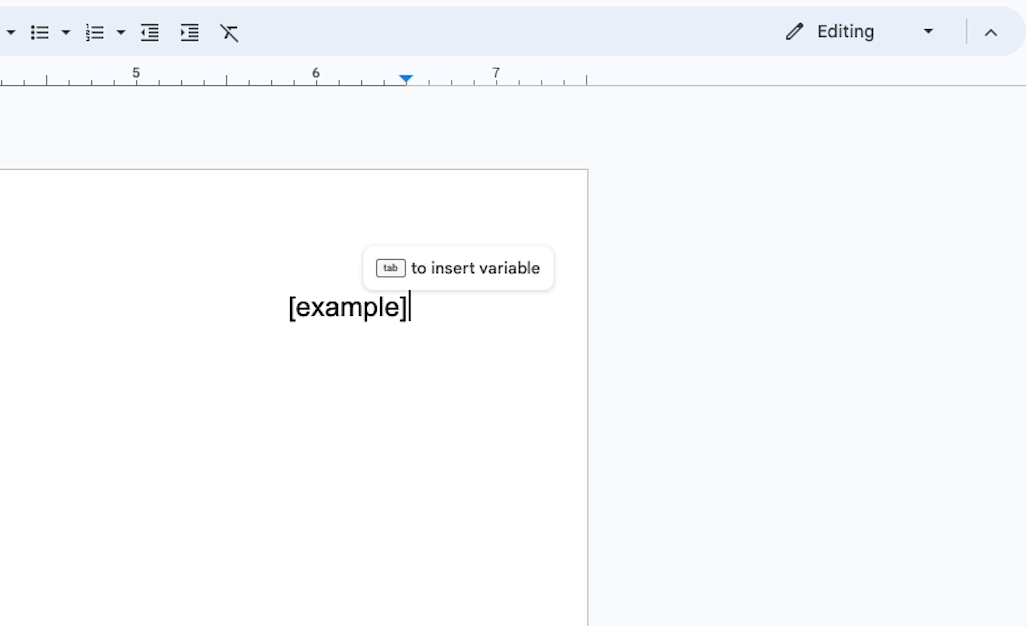 Creating a variable in Google docs using brackets