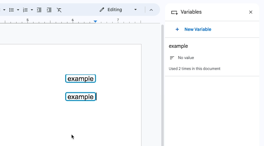 Two instances of the same variable in a Google doc