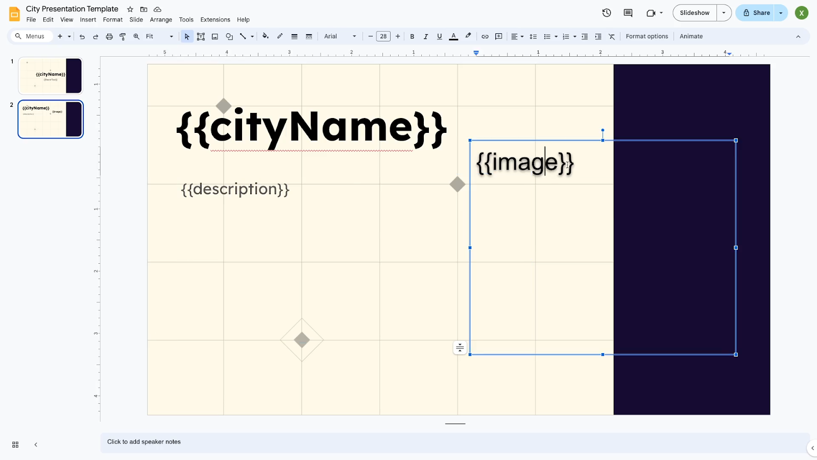 An image variable in a Google Slides template