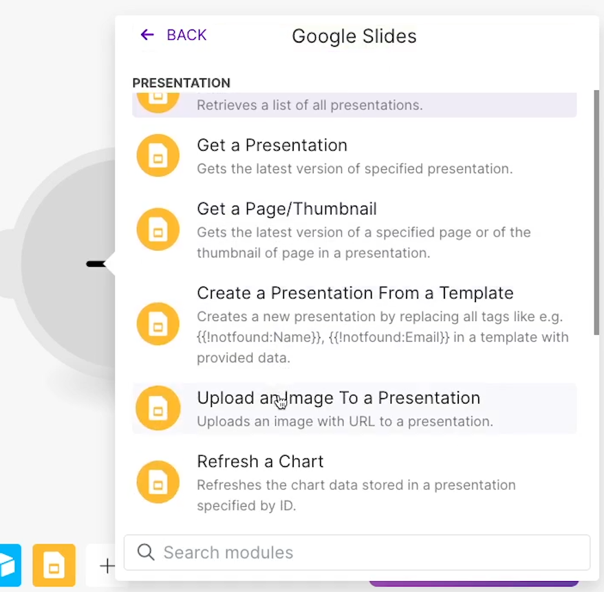 A new Google Slides module with Upload an Image to a Presentation