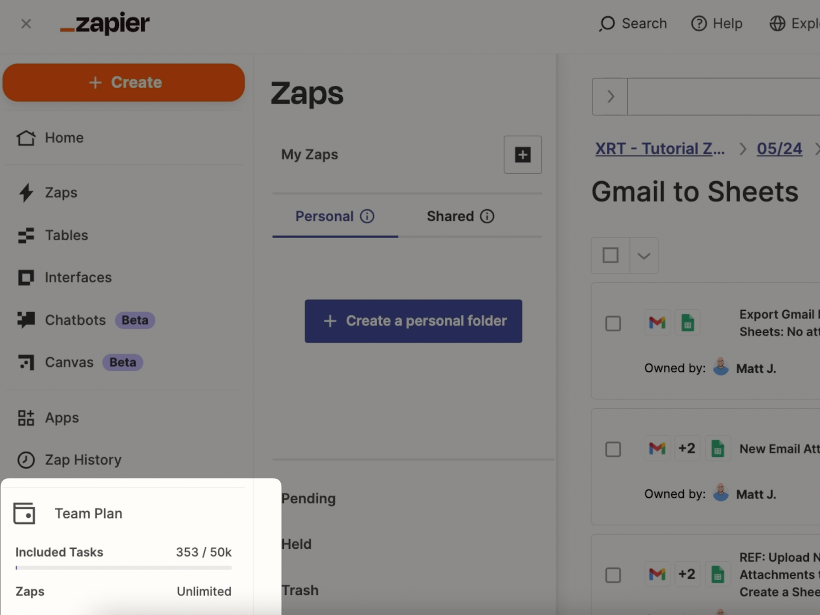 A view of Zapier's Task limits