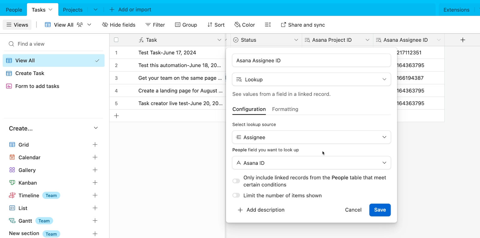 Linked records surface the right data while keeping your database organized