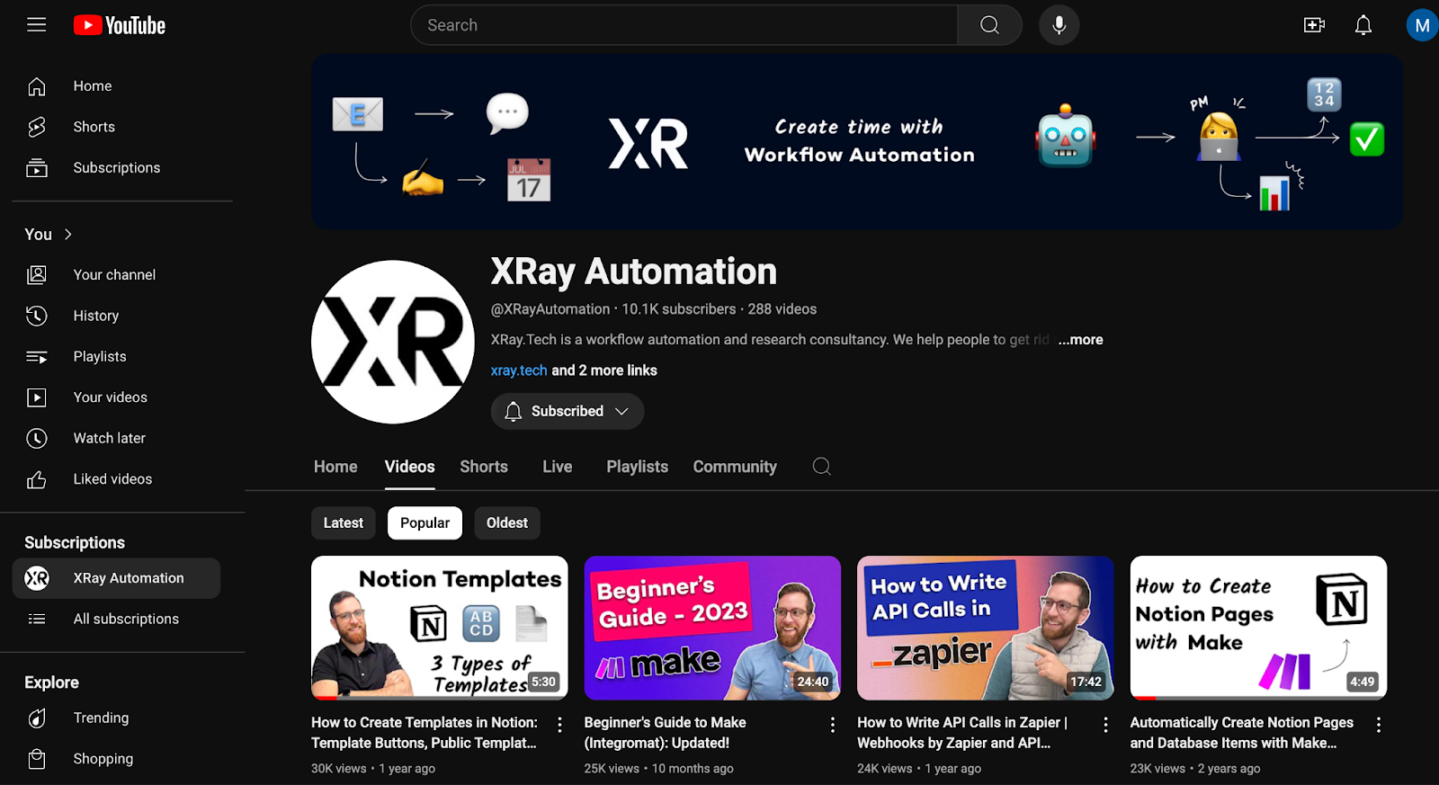 XRay.Tech's YouTube channel