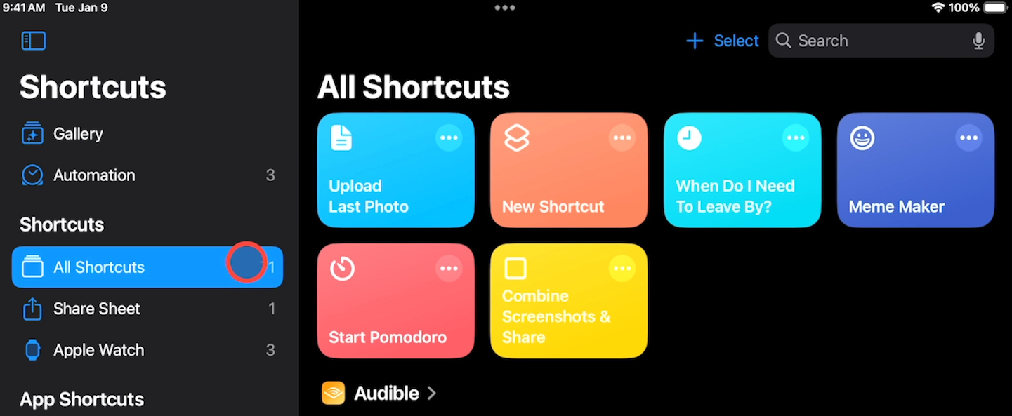 Viewing All Shortcuts