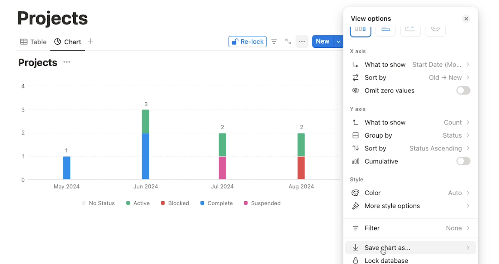 Exporting a Notion chart as an image