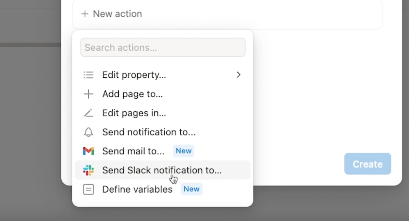 Selecting "Send Slack notification to" as the Trigger