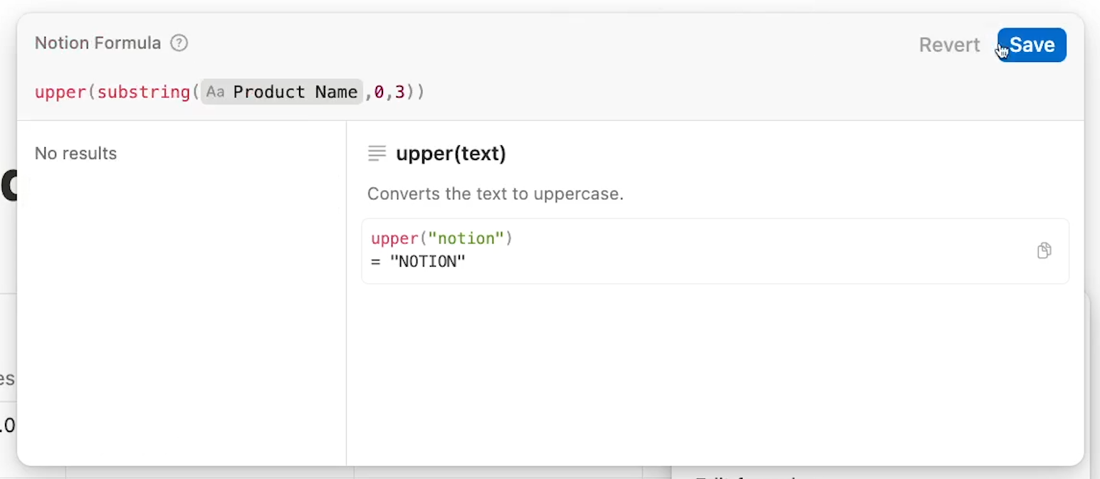 An "upper" function in Notion to capitalize text