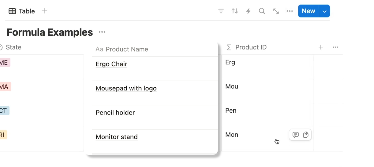 The output of a substring function in Notion