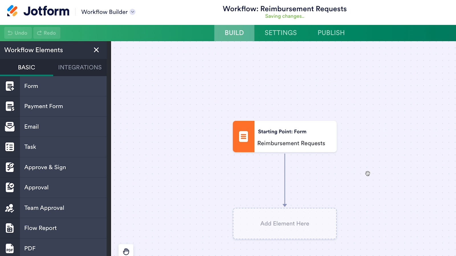 A newly created, blank workflow