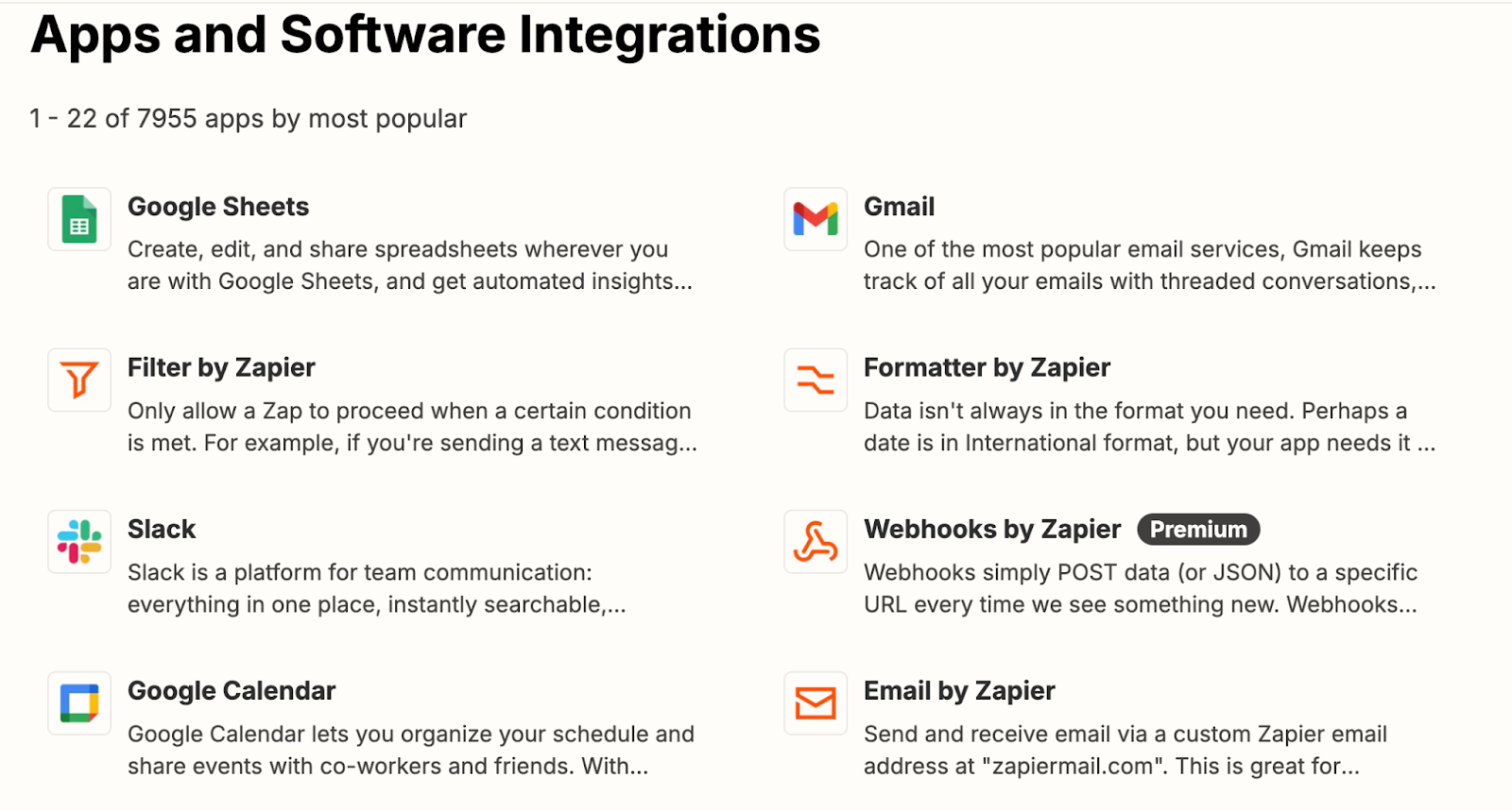 Zapier integrations