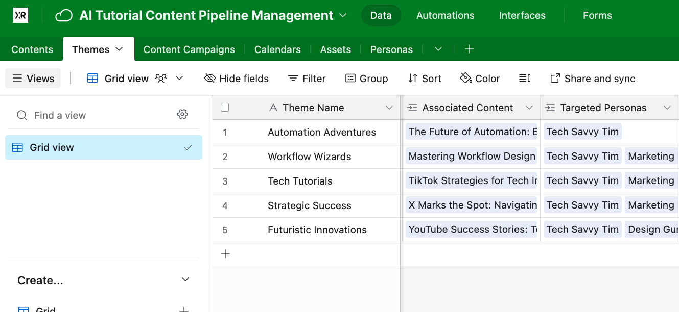 A linked table in Airtable