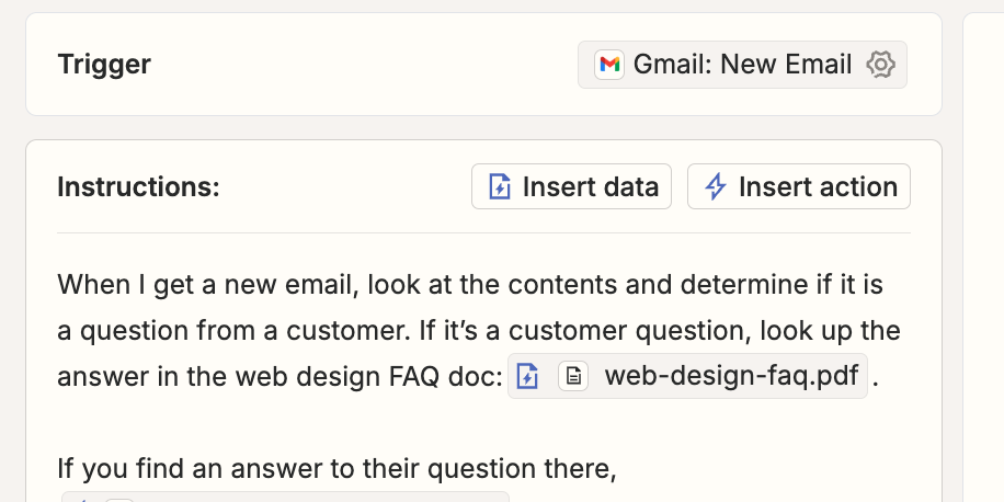 instructions referencing a data source