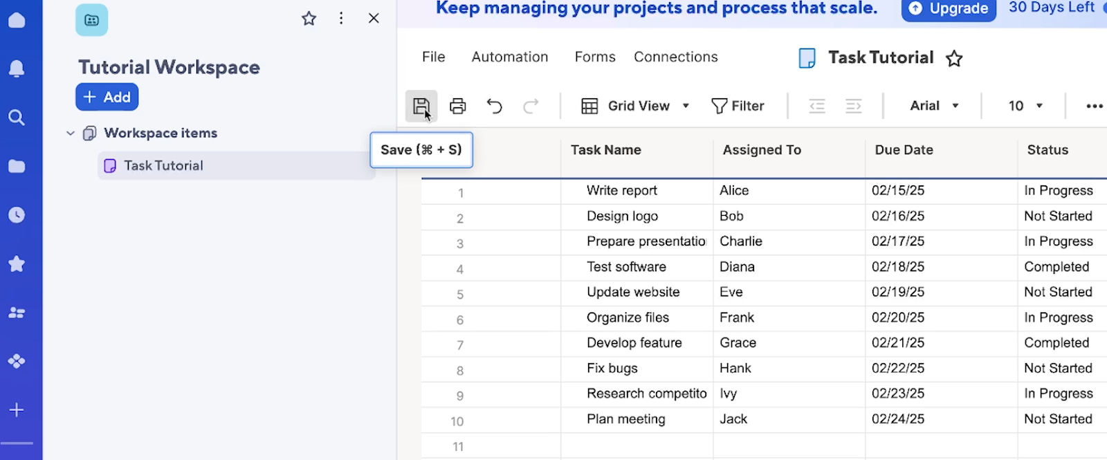 Saving updates manually in Smartsheet