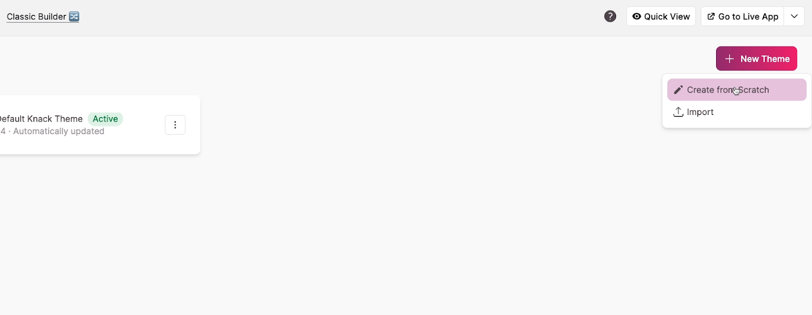 The "New Theme" dropdown open