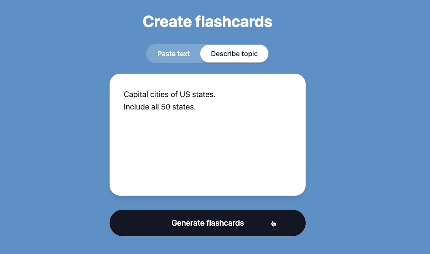 Using a Flash Card app in Claude artifacts