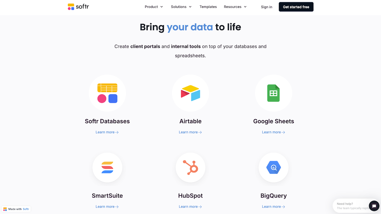 Data sources for Softr