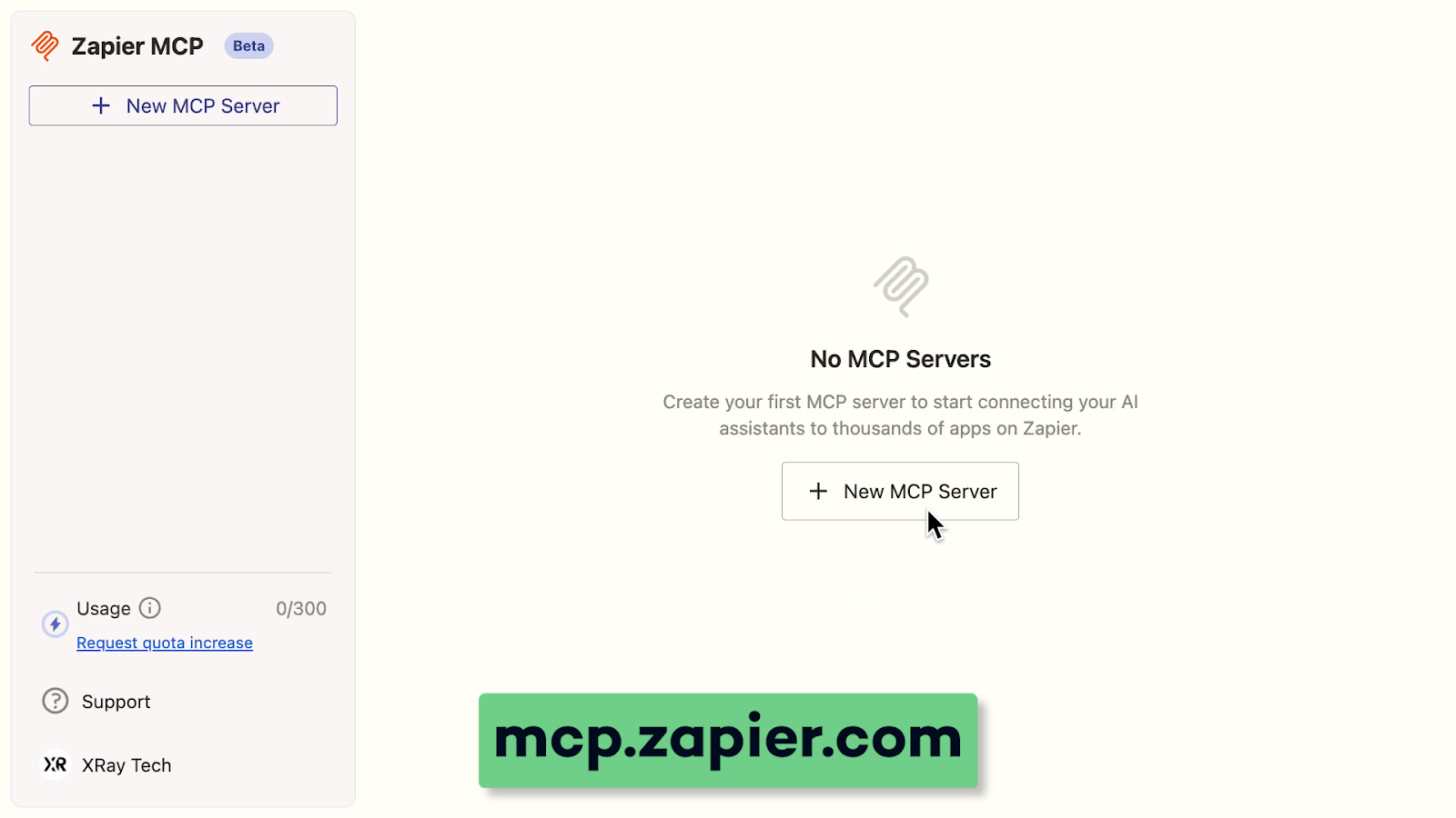 Creating a new server in Zapier MCP